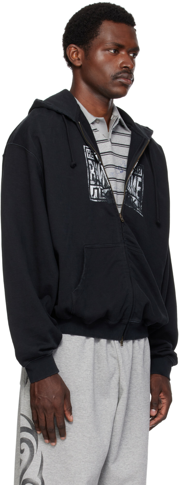 VETEMENTS Black 'Explicit Language' Zip-Up Hoodie