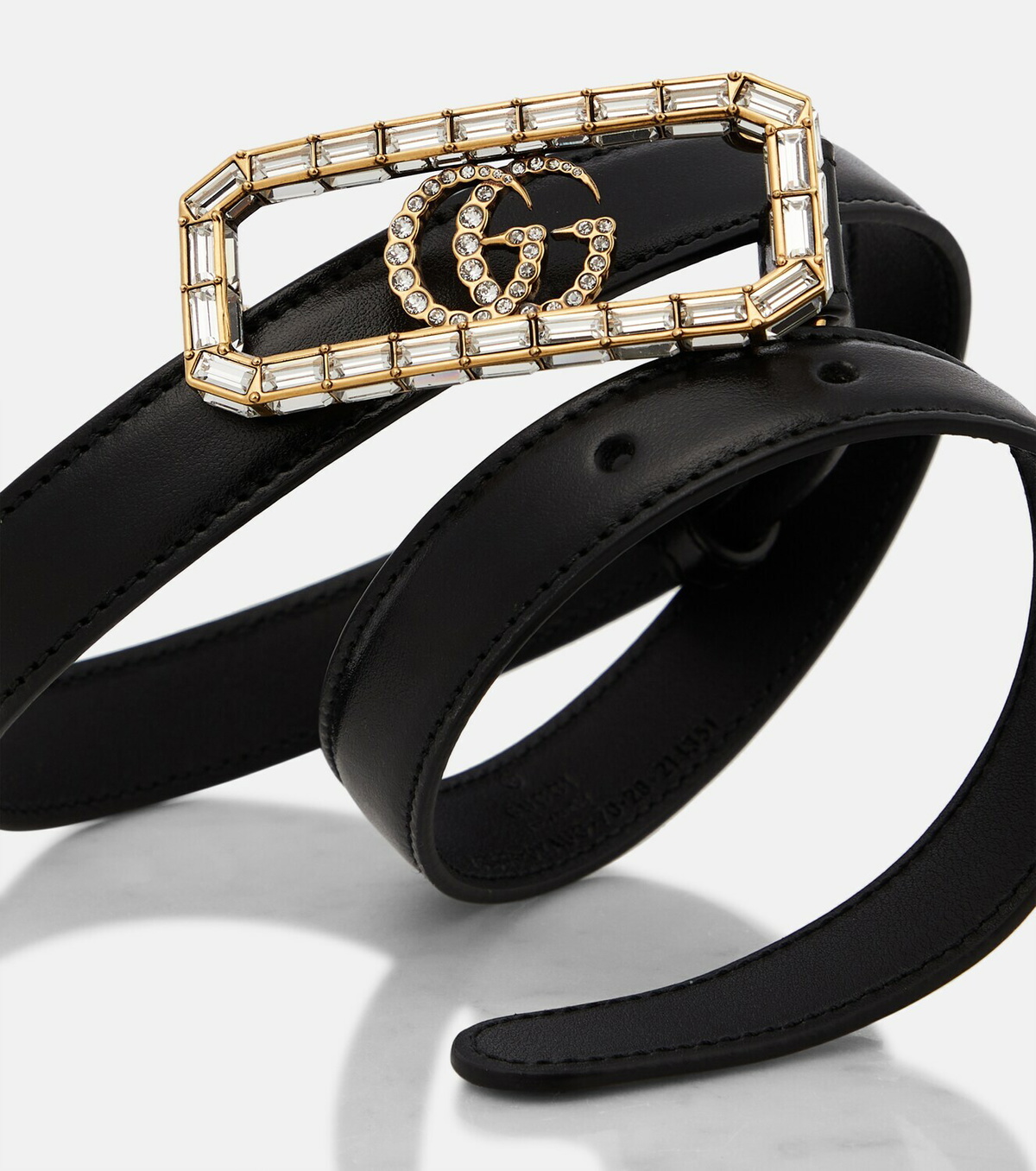 Gucci Double G crystal-embellished leather belt Gucci