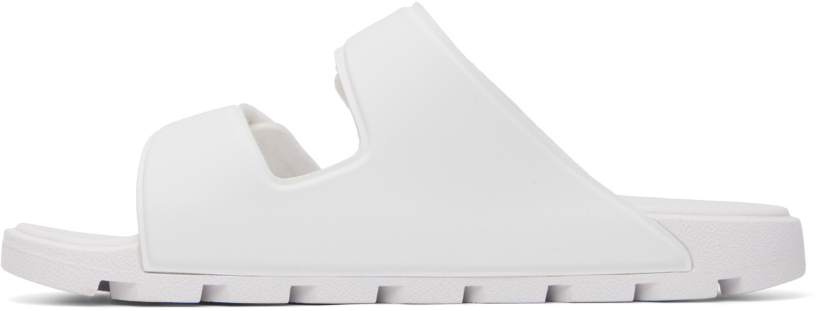 Hugo White Double Touch-Closure Straps Logo Sandals
