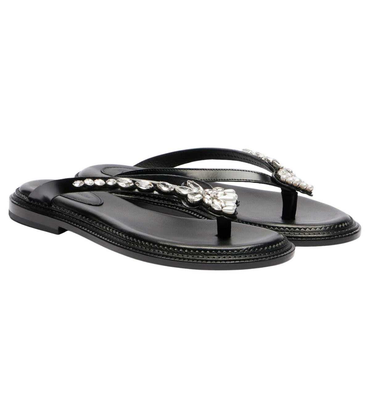 Simone Rocha Faux pearl-embellished leather platform sandals