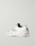 Balenciaga - Hamptons Logo-Appliquéd Distressed Leather Sneakers - White
