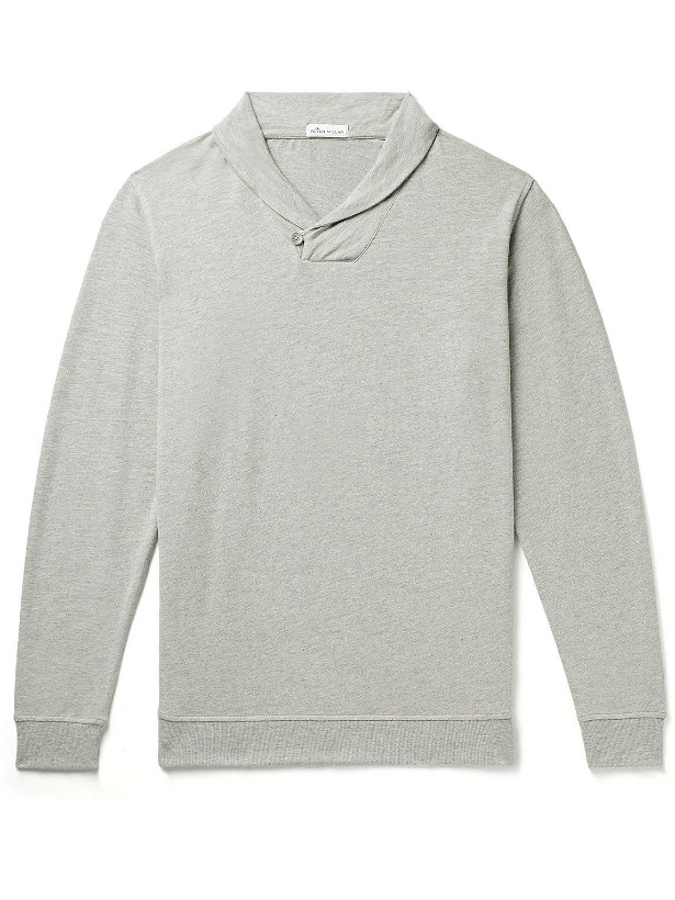 Photo: Peter Millar - Lava Shawl-Collar Stretch Cotton and Modal-Blend Sweater - Gray