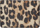 GANNI Beige & Black Leopard Printed Bou Card Holder