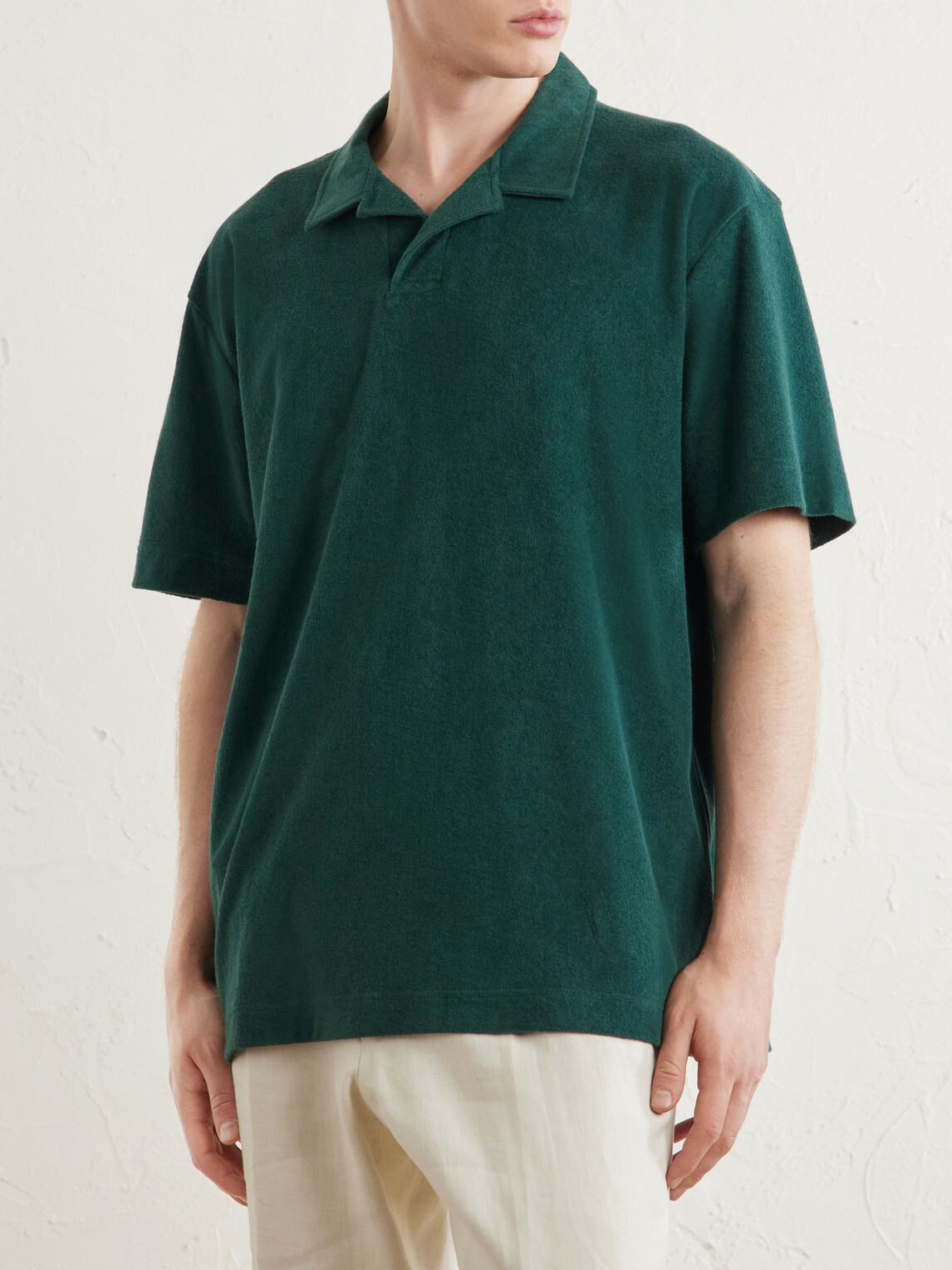 Sunspel - Sea Island Cotton-Terry Polo Shirt - Green