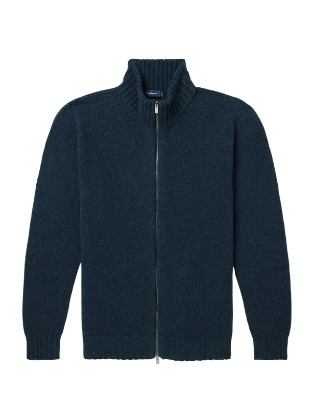 Photo: Thom Sweeney - Wool-Blend Zip-Up Mock-Neck Sweater - Green