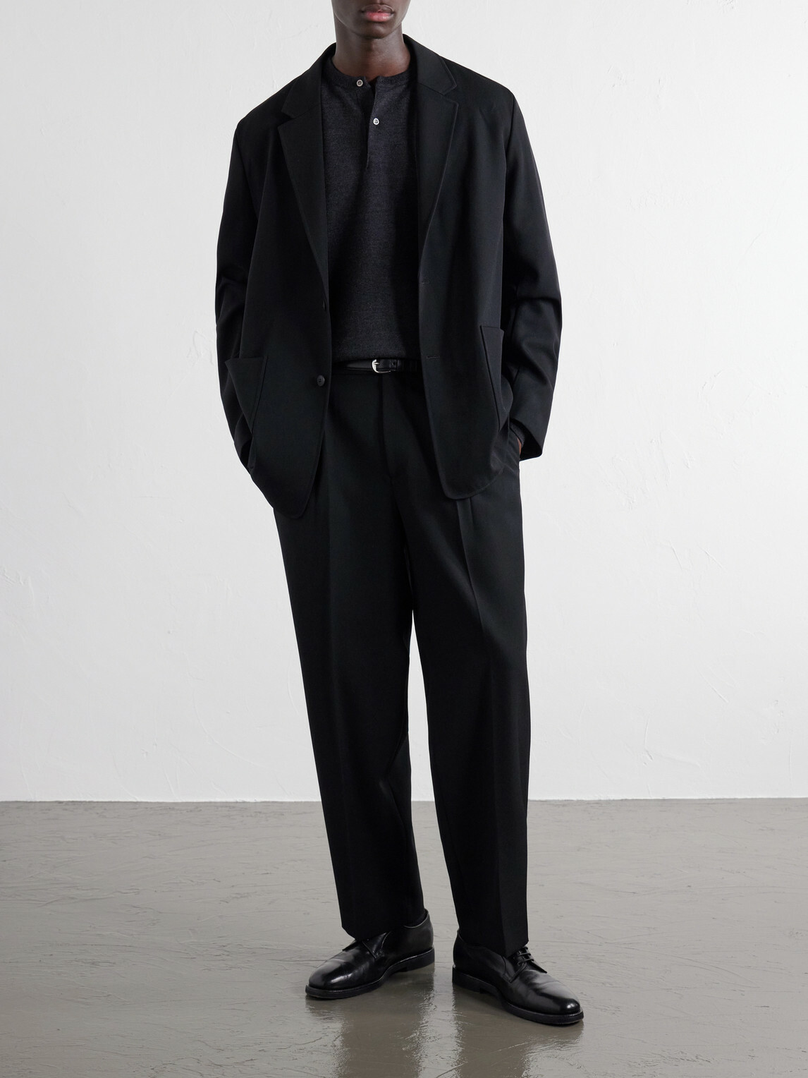 ATON - Pleated Tapered Wool-Twill Suit Trousers - Black