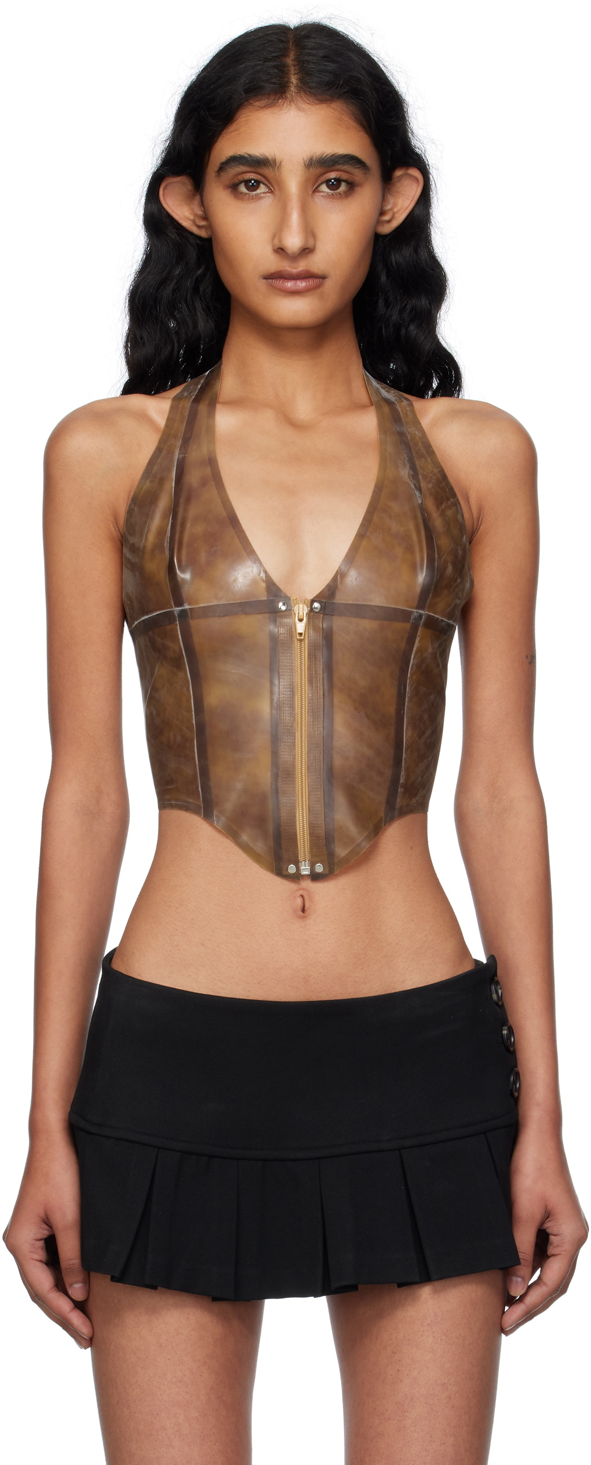 Miaou Brown Mara Latex Top