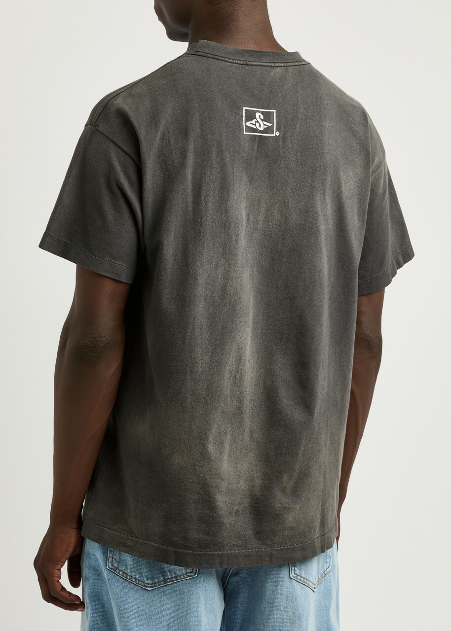 Saint Mxxxxxx PS2 Logo-print Cotton T-shirt Black SAINT Mxxxxxx