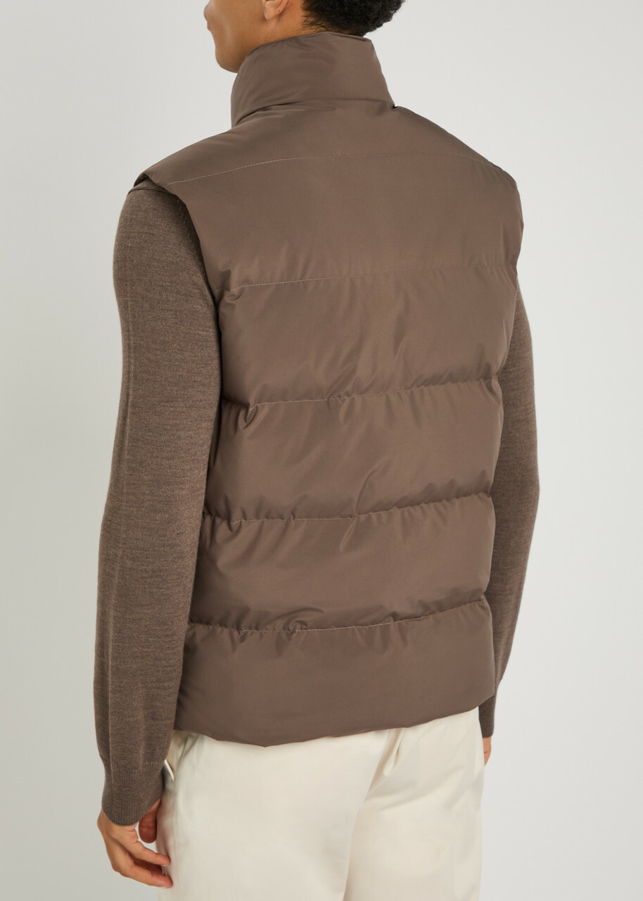 Aurélien Quilted Shell Gilet Taupe