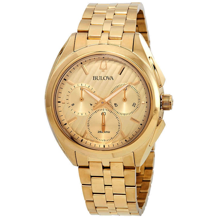 Photo: Bulova Curv Chronograph Champagne Dial Mens Watch 97A125