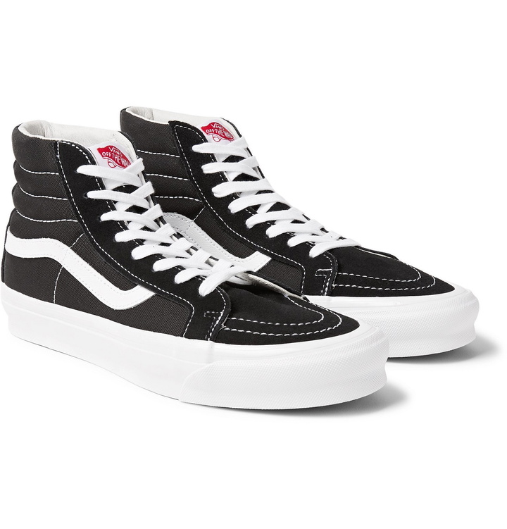 Photo: Vans - UA OG SK8-Hi LX Leather-Trimmed Canvas High-Top Sneakers - Black