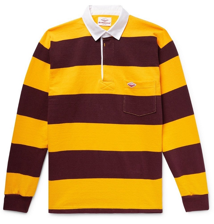Photo: Battenwear - Striped Cotton-Jersey Polo Shirt - Men - Saffron