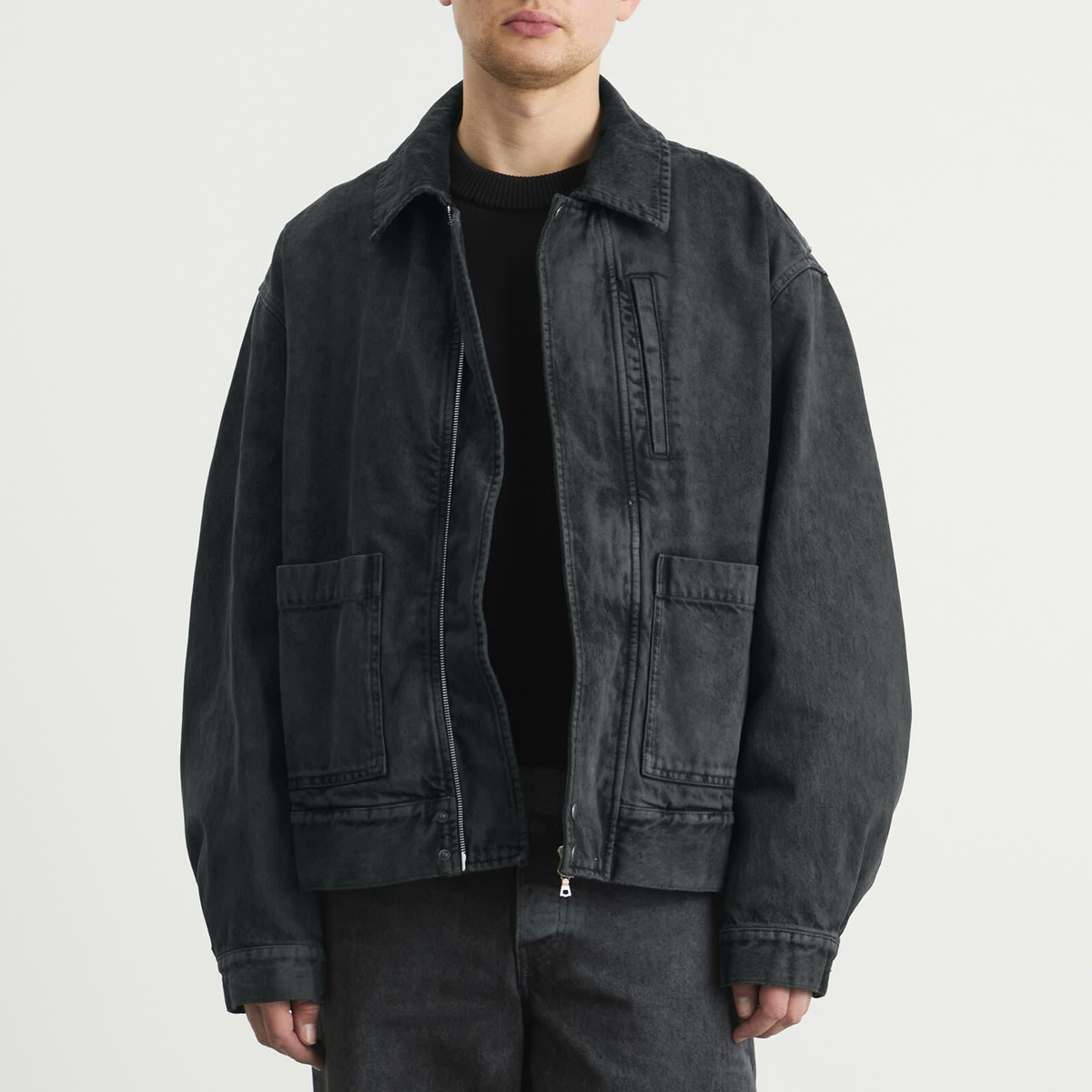 Dries Van Noten Men's Heavy Weight Denim Washed Jacket in Petrol