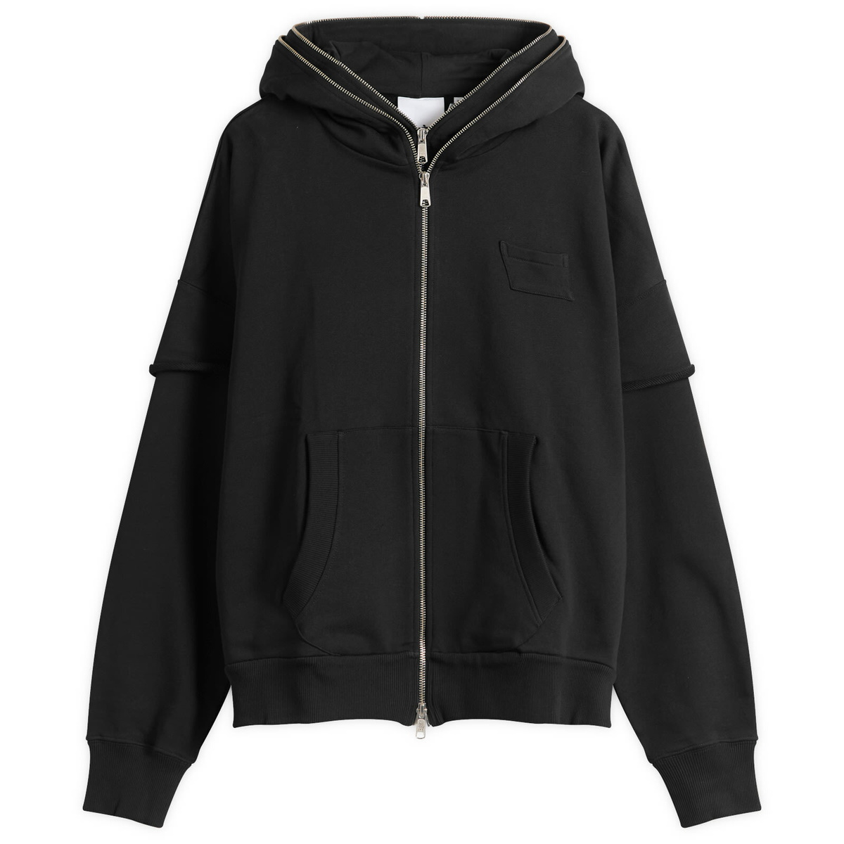 Le Père Men's Double Zip Hoodie in Black