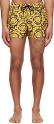 Versace Underwear Yellow & Black Barocco Swim Shorts