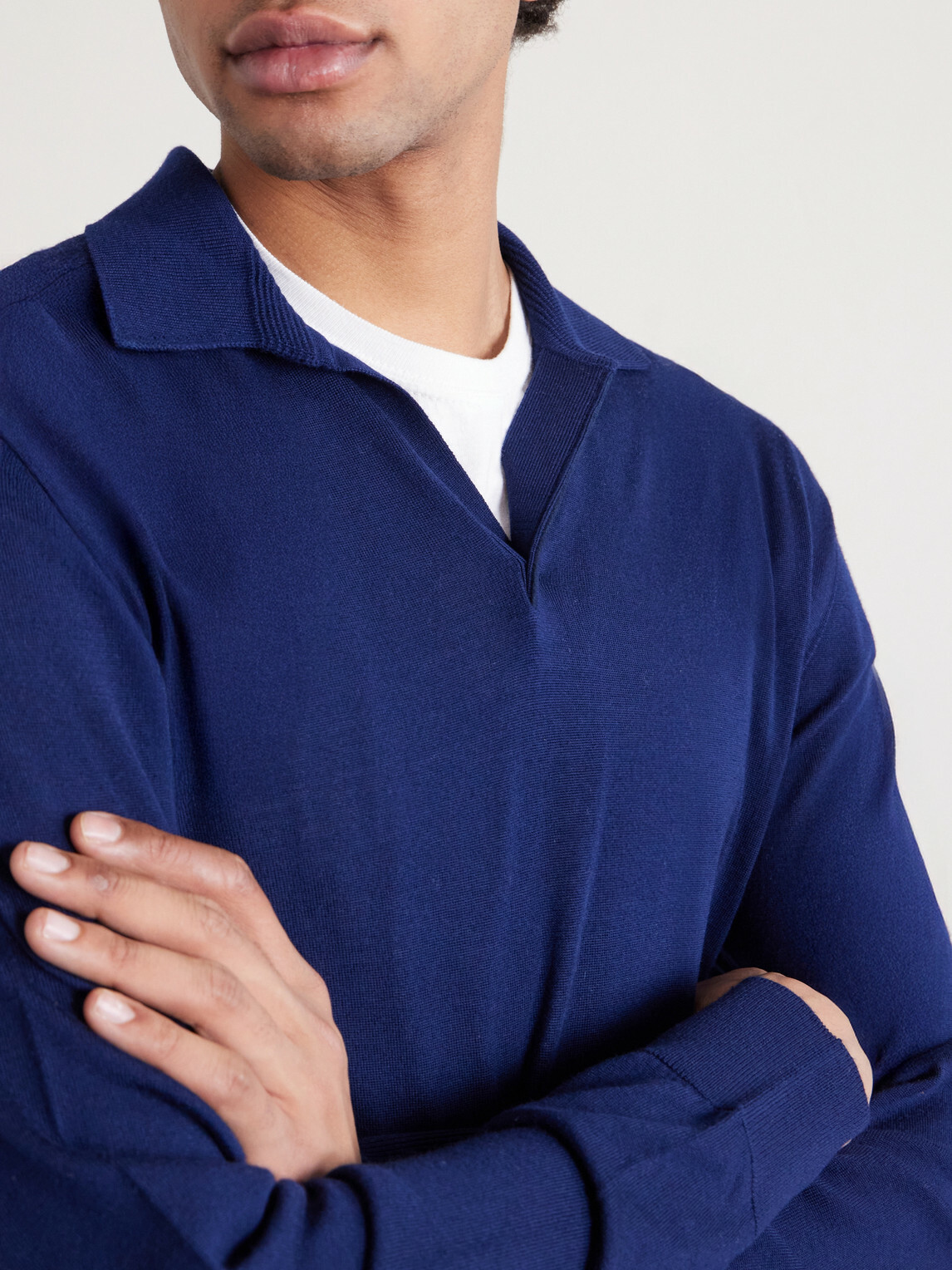 SEASE - Lasca Virgin Wool Polo Shirt - Blue