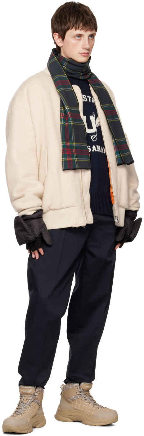 UNDERCOVER Black Check Scarf