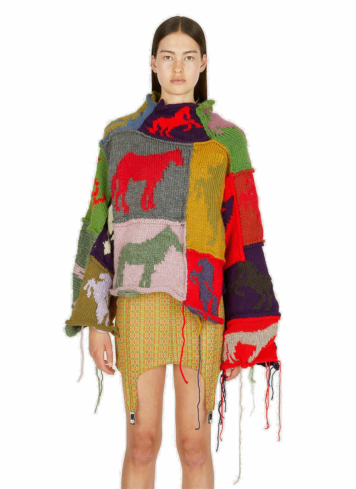 Photo: Pony Patchwork Knit Sweater in Multicolour