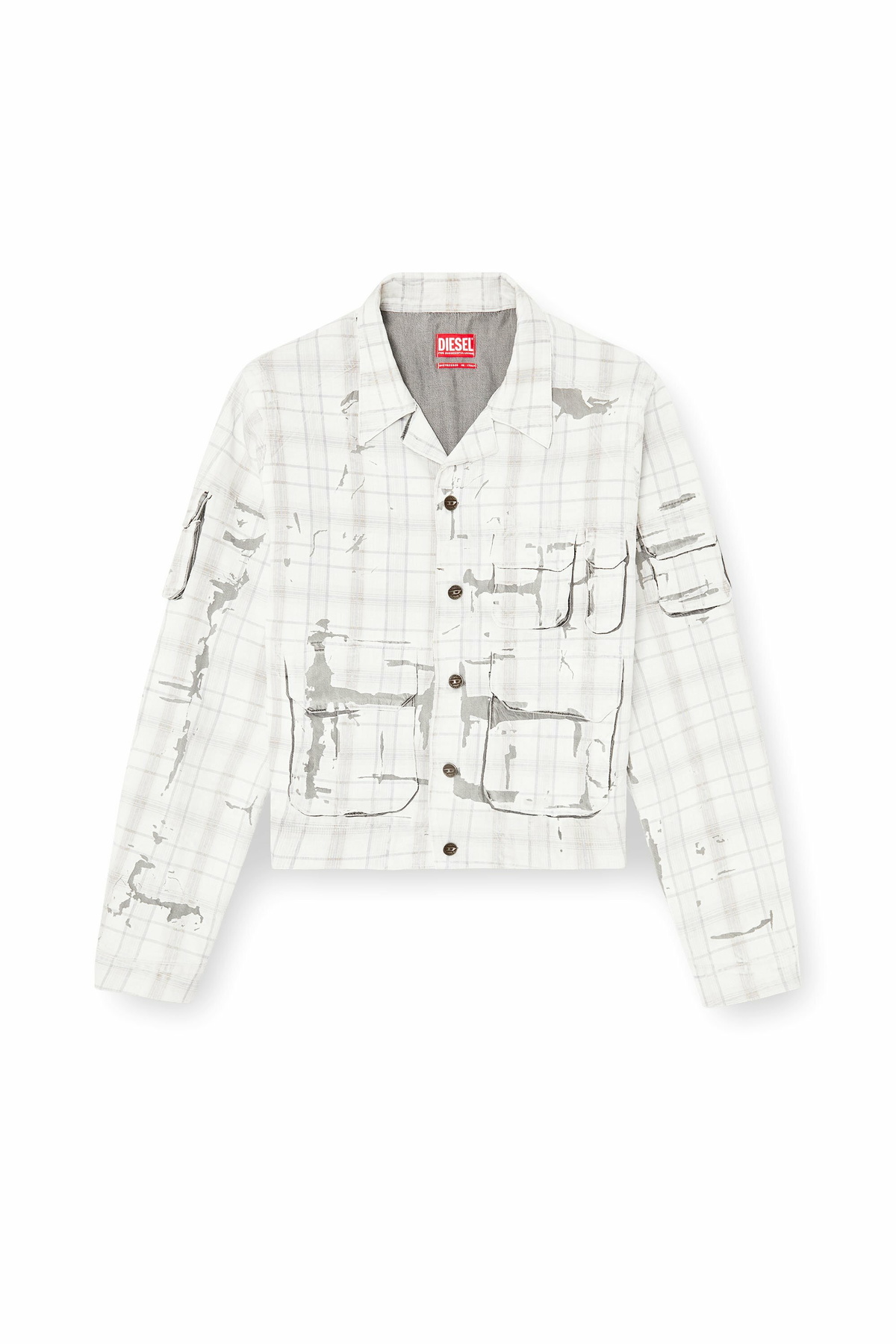Diesel Denim jacket with peel-off effect - Denim Jackets Mens in Grey