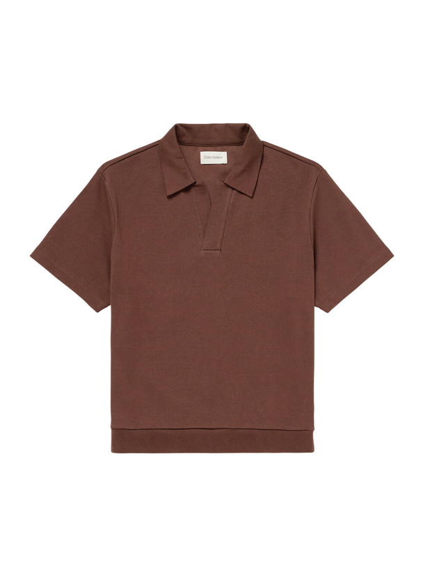 Photo: Oliver Spencer - Westcott Ribbed Organic Cotton Polo Shirt - Brown