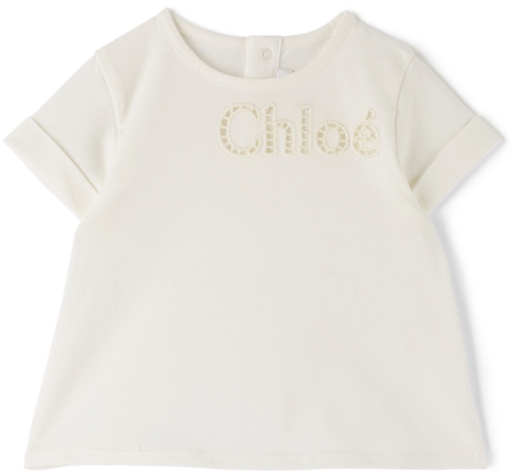 Photo: Chloé Baby Off-White Embroidered Logo T-Shirt