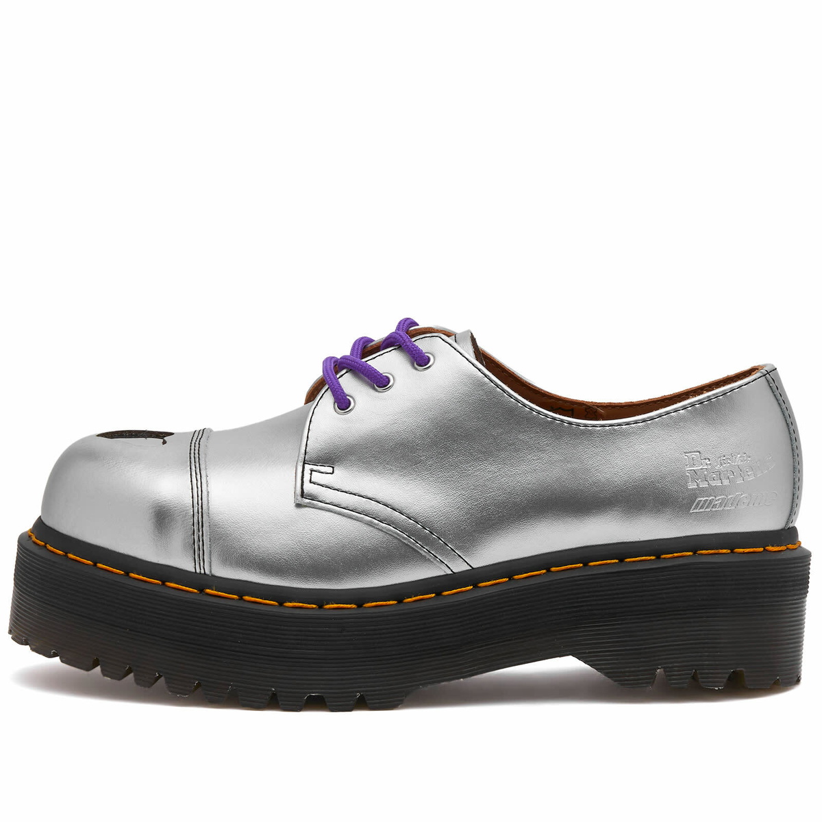 Dr Martens x MADEME 1461 QUAD★コラボ★3ホール★厚底★SILVER Dr. Martens Women's x MadeMe 1461 Quad in Silver Alumix Dr