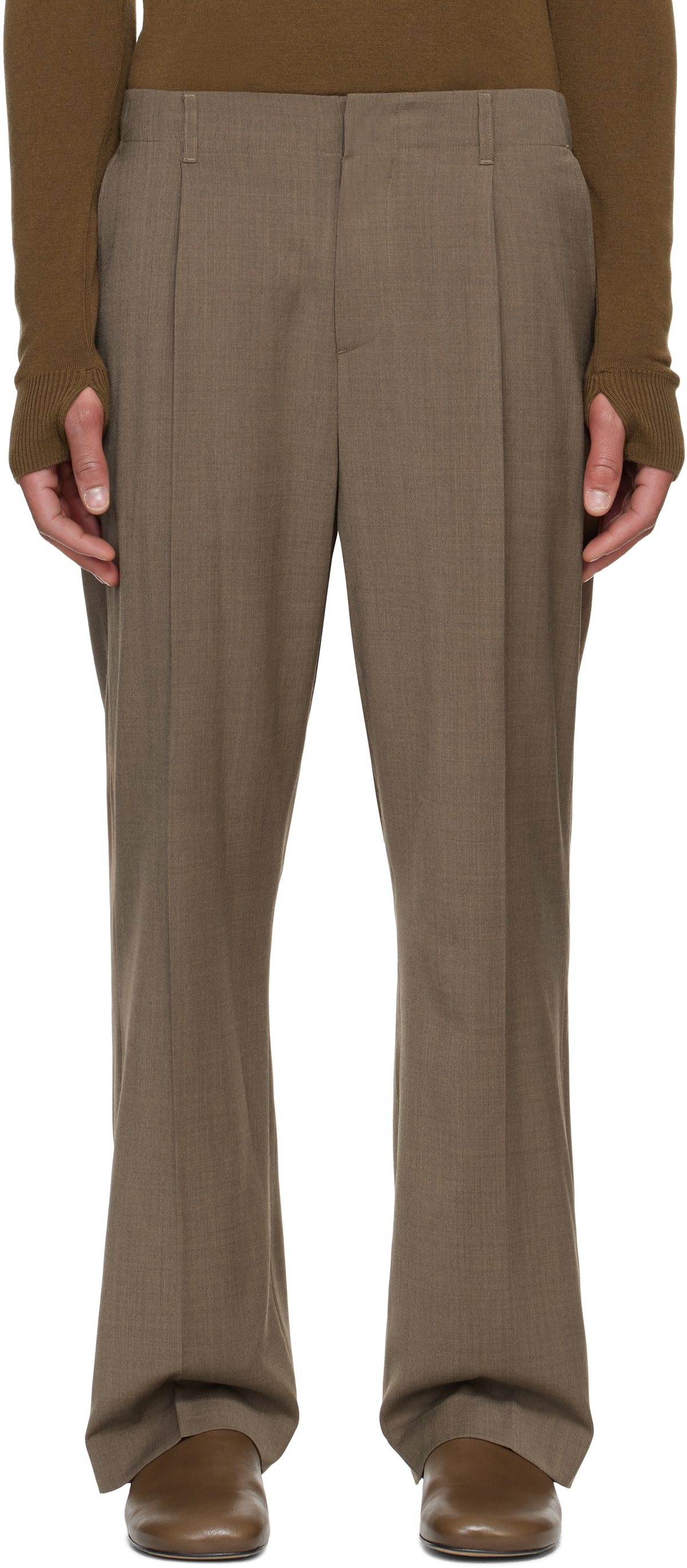 LE17SEPTEMBRE Beige Wool Belted Trousers
