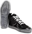 RtA - 1001 Patent-Leather, Suede and Canvas High-Top Sneakers - Black