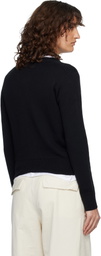 AMI Paris Black Wool Crewneck Ami de Coeur Cardigan