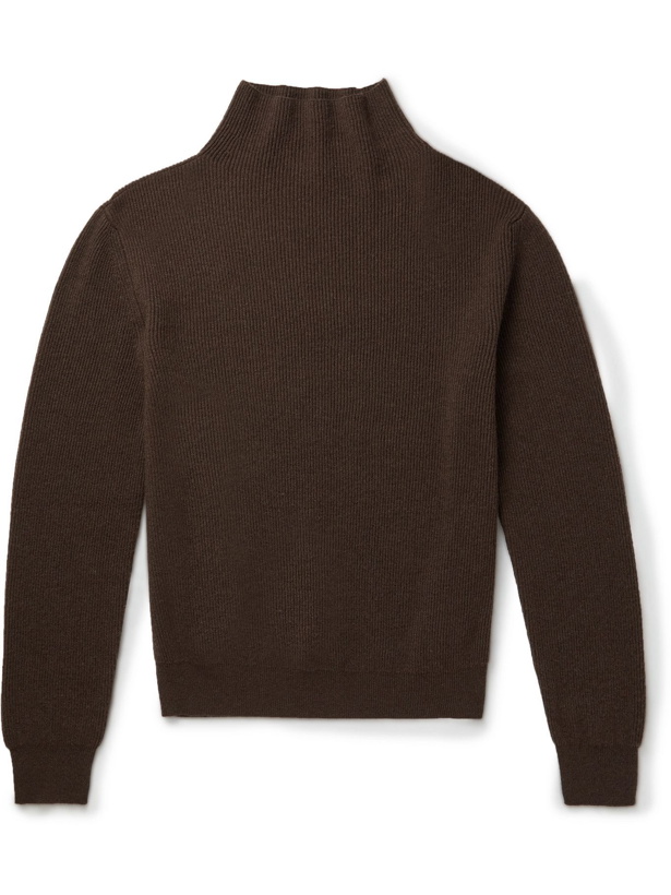 Photo: THE ROW - Daniel Ribbed Cashmere Mock-Neck Sweater - Brown