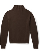 THE ROW - Daniel Ribbed Cashmere Mock-Neck Sweater - Brown