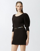 Pinko Ribbed Knit Wool And Cashmere Mini Dress Very Dark Brown