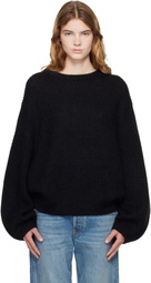 TOTEME Black Mohair Blend Rib Knit Sweater