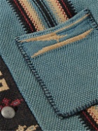 RRL - Shawl-Collar Belted Indigo-Dyed Cotton-Blend Jacquard Cardigan - Blue