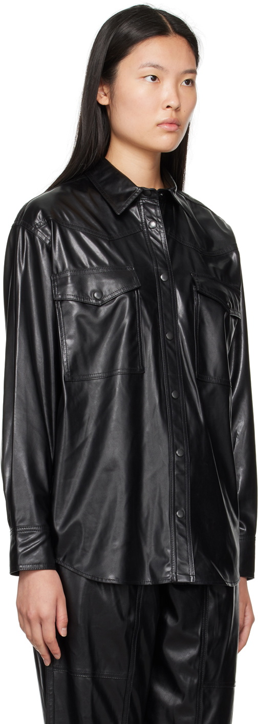 Isabel Marant Etoile Black Berny Faux-Leather Shirt Isabel Marant Etoile