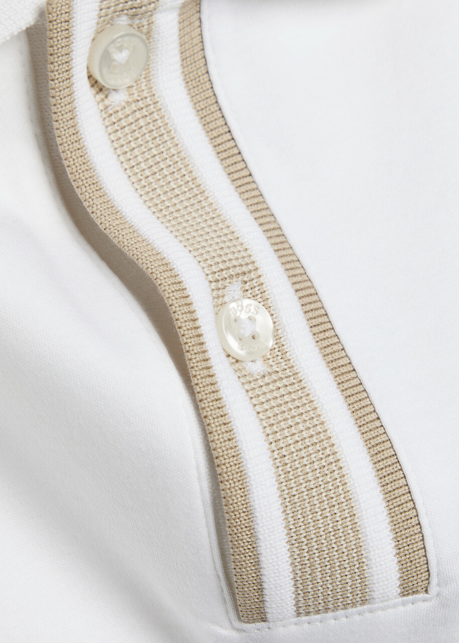 Boss Striped-trim Cotton Polo Shirt White
