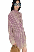 Diesel Short sweater dress in cable knit - Dresses Womens in Violet