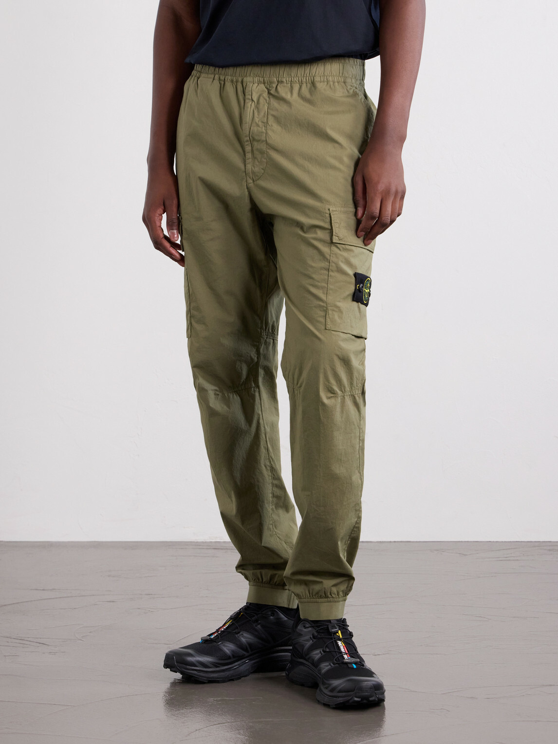 Stone Island - Tapered Stretch-Cotton Shell Cargo Trousers - Green