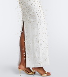 Là Fuori Seraphina embellished feather-trimmed gown