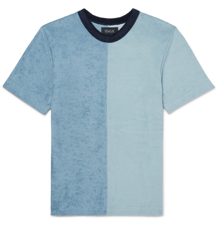 Photo: Howlin' - Distant Planet Colour-Block Cotton-Blend Terry T-Shirt - Blue