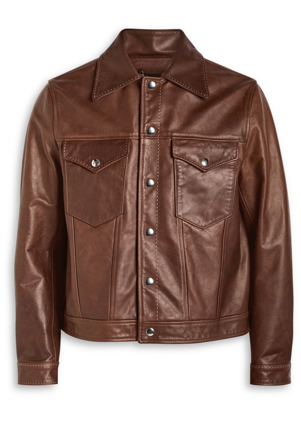 Photo: Second Layer Trucker Leather Jacket Brown