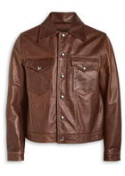 Second Layer Trucker Leather Jacket Brown