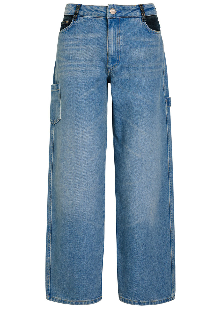 Damson Madder Drew Embroidered Relaxed Straight-leg Jeans Denim