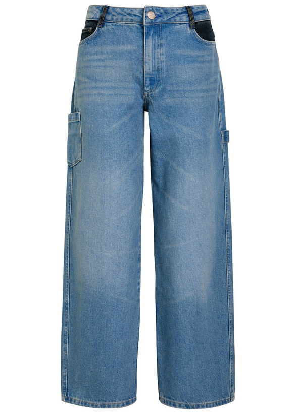 Photo: Damson Madder Drew Embroidered Relaxed Straight-leg Jeans Denim
