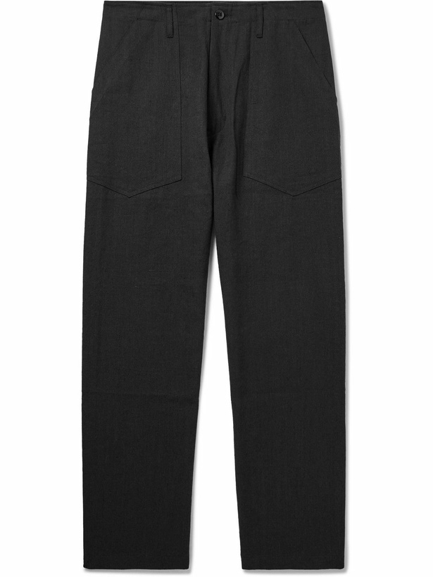Photo: Monitaly - Fatigue Straight-Leg Linen and Cotton-Blend Trousers - Black