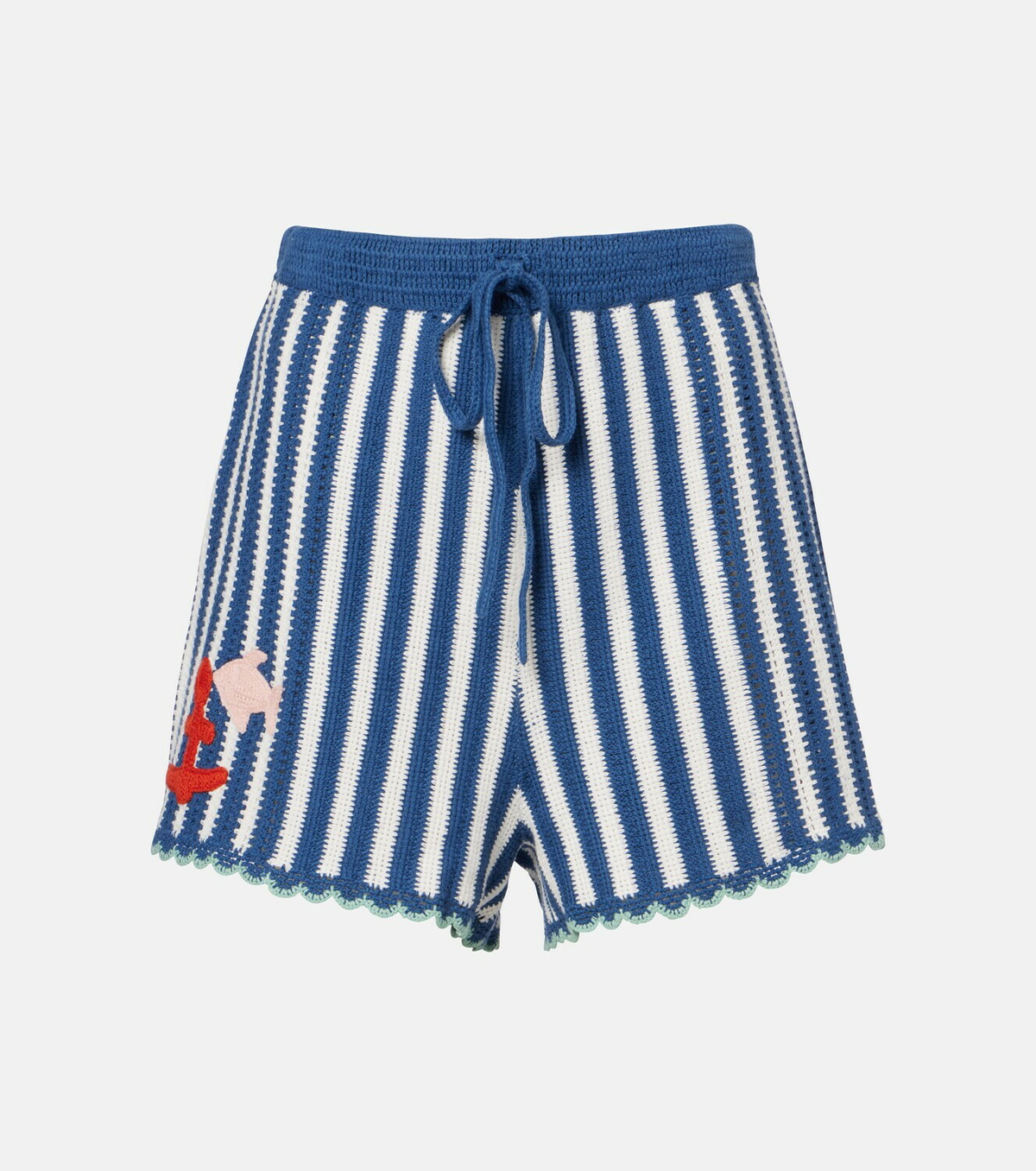 Alémais Crochet striped cotton shorts