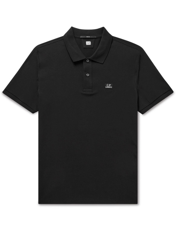 Photo: C.P. Company - Slim-Fit Logo-Embroidered Stretch-Cotton Piqué Polo Shirt - Black