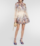 Zimmermann - Tama floral linen and silk miniskirt