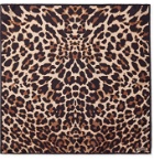 TOM FORD - Leopard-Print Silk-Twill Pocket Square - Brown