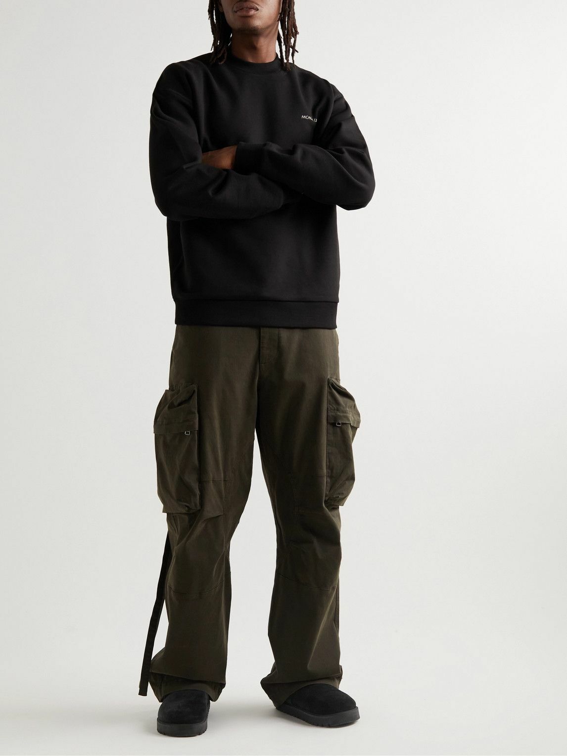 Moncler - Faux Shearling-Lined Suede Clogs - Black Moncler display picture 2